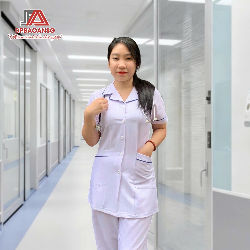 Áo Blouse Nữ Tay Ngắn Form Ngắn Gọn Gàng Thanh Lịch - Cho Dược Sĩ, Điều Dưỡng, Spa, Nail
