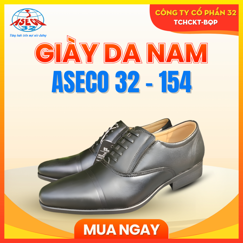 Giày Da Nam Cao Cấp ASECO 154, Da Bò Nappa Mềm Mịn, Đế PVC Êm Bền, Thiết Kế Lịch Lãm