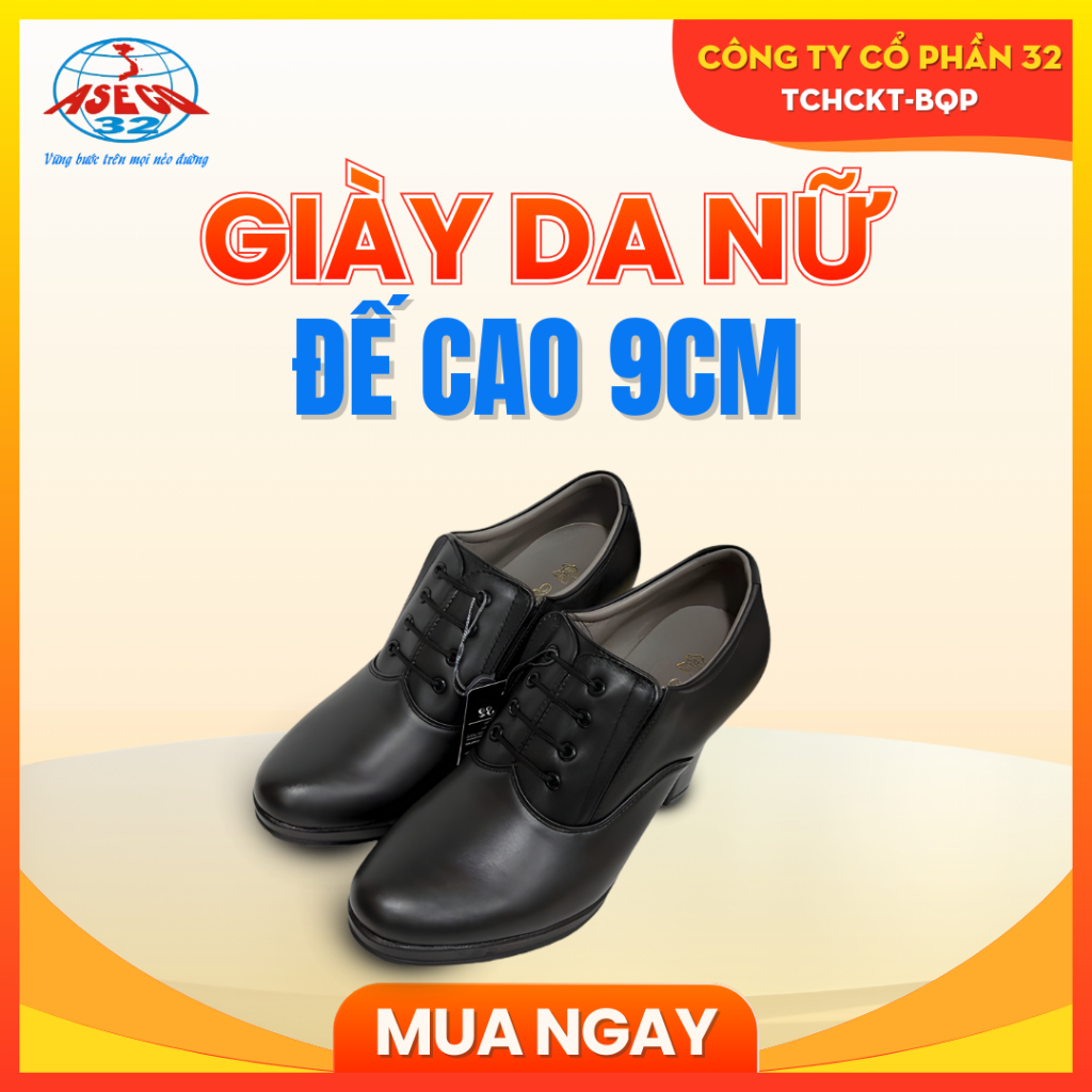 Giày Da Nữ Đế Cao 9cm ASECO, Da Cao Cấp Mềm Mịn, Đế TPR Chắc Chắn, Thiết Kế Giả Buộc Dây