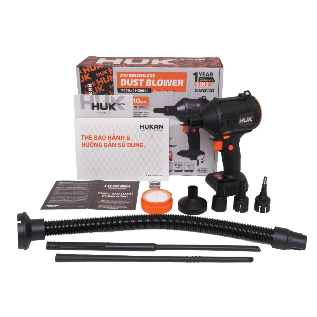 Máy Thổi Hút bụi HUKAN G3-CDB501, Lực hút 3.2N, Tốc độ 73.900v/p, Chân pin phổ thông - Kèm phụ kiện