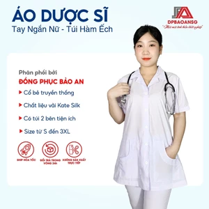 Áo Blouse Nữ Tay Ngắn Vải Kate Túi Hàm Ếch – Đồng Phục Dược Sĩ, Điều Dưỡng