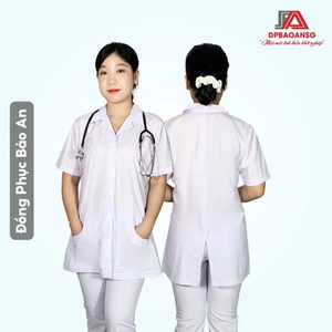 Áo Blouse Dược Sĩ Ngắn Tay Cho Nam Nữ - Vải Kate Thoáng Form Ngắn Gọn Gàng
