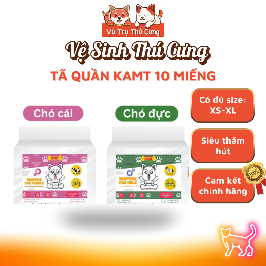 Bỉm cho chó Kamt, Tã quần cho chó cái và chó đực siêu thấm hút 10 miếng
