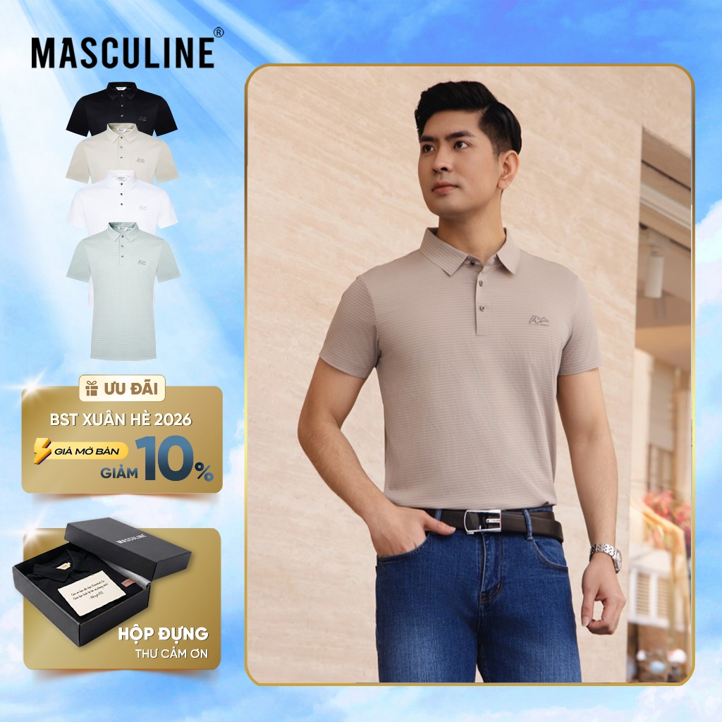 Áo polo nam cao cấp MASCULINE MPL510 Form Regular Fit chất liệu tơ tằm mềm mại giữ form ít nhăn
