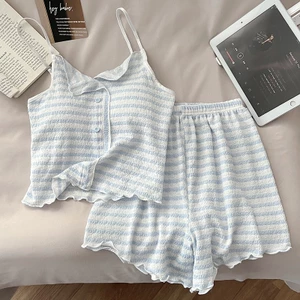 Bộ Đồ Ngủ Hè 2 Dây Có Đệm Ngực – Đồ Ngủ Nữ Mặc Nhà Thoáng Mát, Dễ Thương Phong Cách Hàn Quốc
