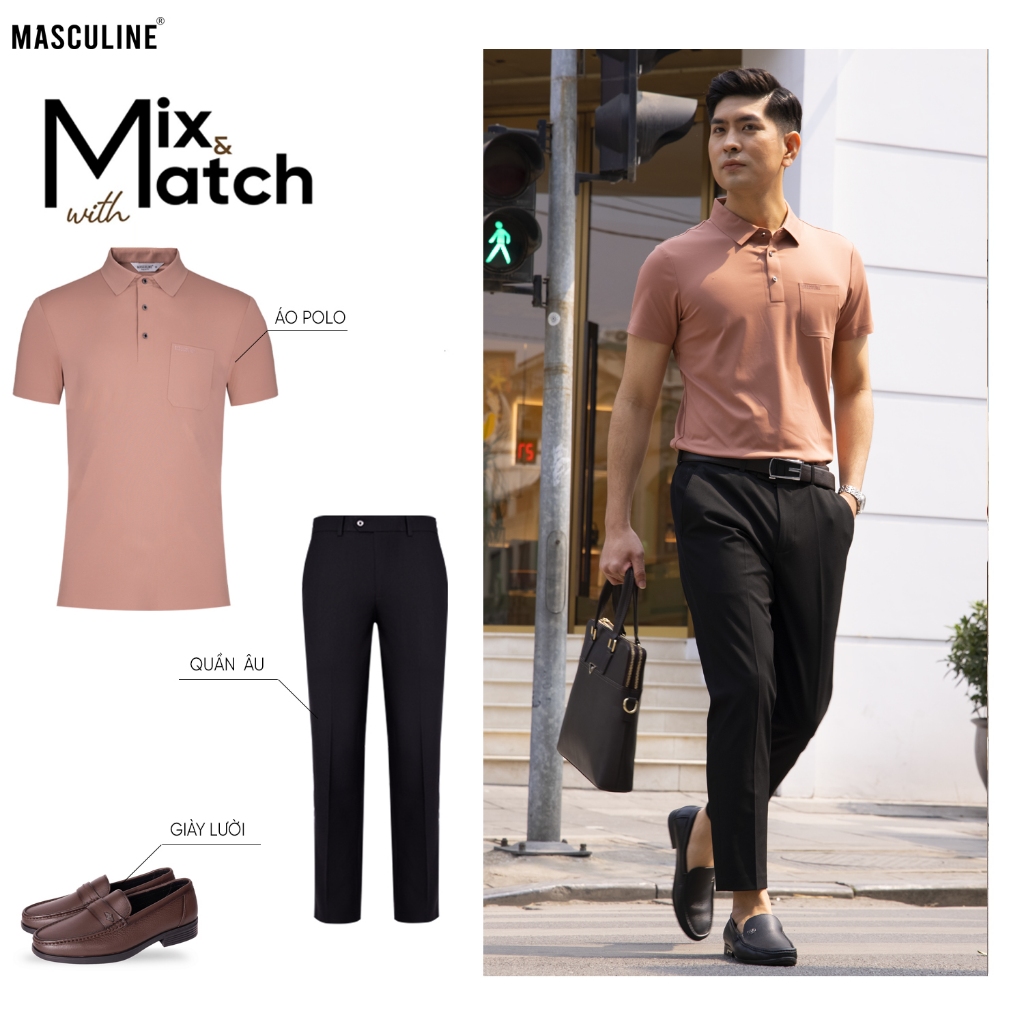 Áo polo nam cao cấp MASCULINE MPL511 Regular Fit tôn dáng chất liệu tơ tằm giữ form ít nhăn