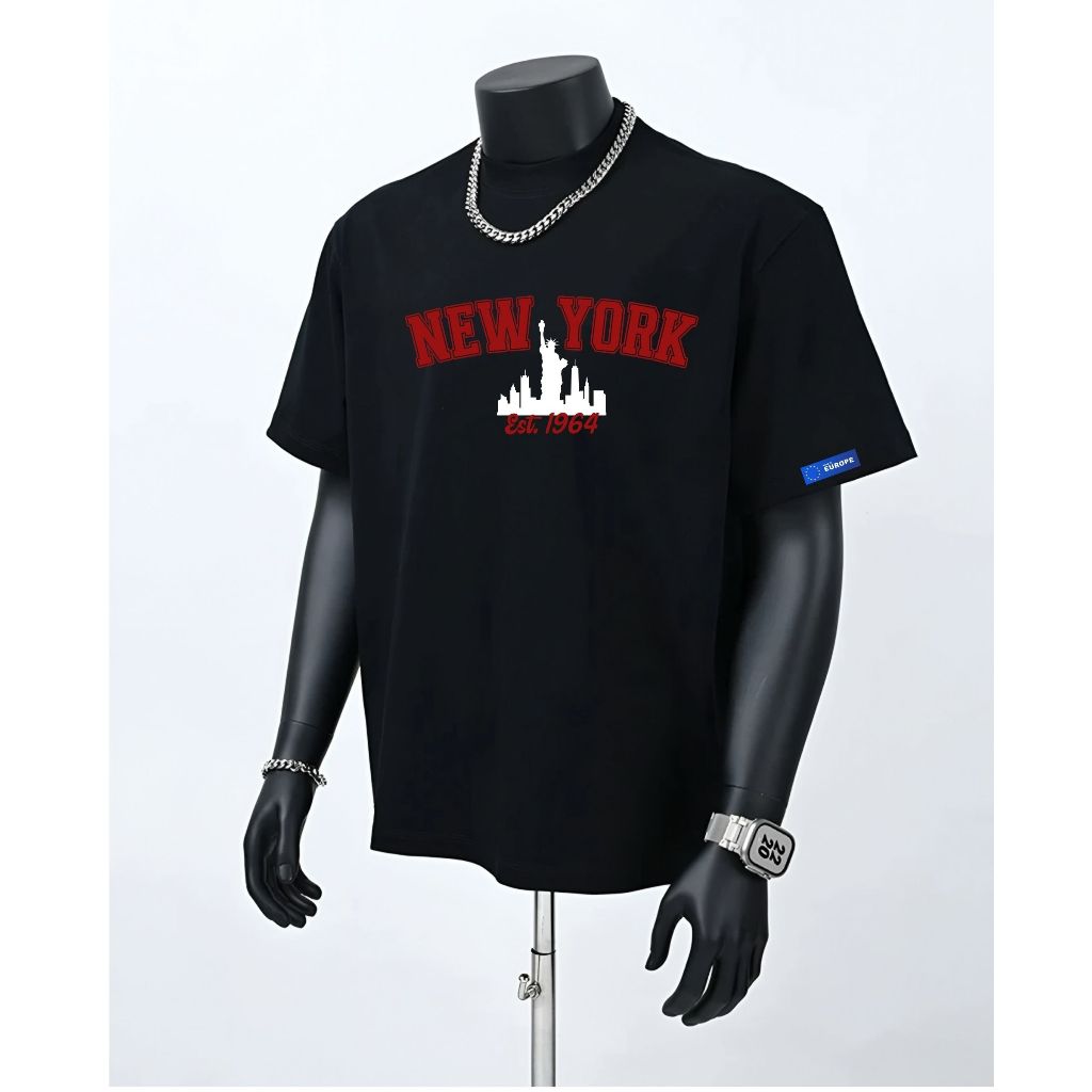 Áo Thun Mỹ NewYork Áo Thun Boxy Nam Nữ Phong Cách Đường Phố Vải Cotton 100% Định Lượng 250gsm