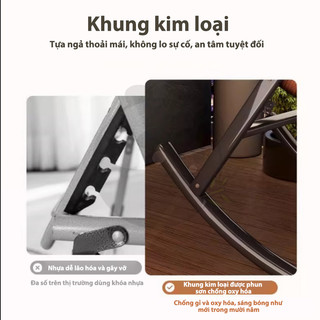Ghế bập bênh thư giãn tiện lợi khung thép dày dặn Cho người già nghỉ trưa phòng khách ban công