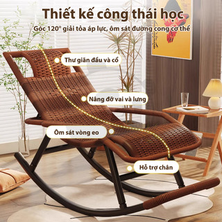 Ghế bập bênh thư giãn tiện lợi khung thép dày dặn Cho người già nghỉ trưa phòng khách ban công