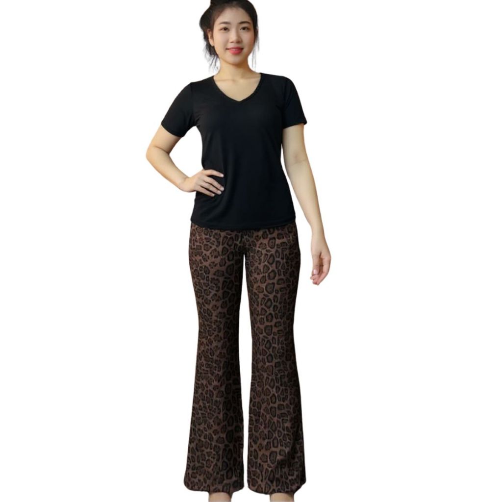 Đồ Bộ Nữ Quần Ống Loe Bigsize ESHOP DB35 – Set Bộ Thun Gân Cotton Co Giãn, Quần Cạp Cao Hack Dáng