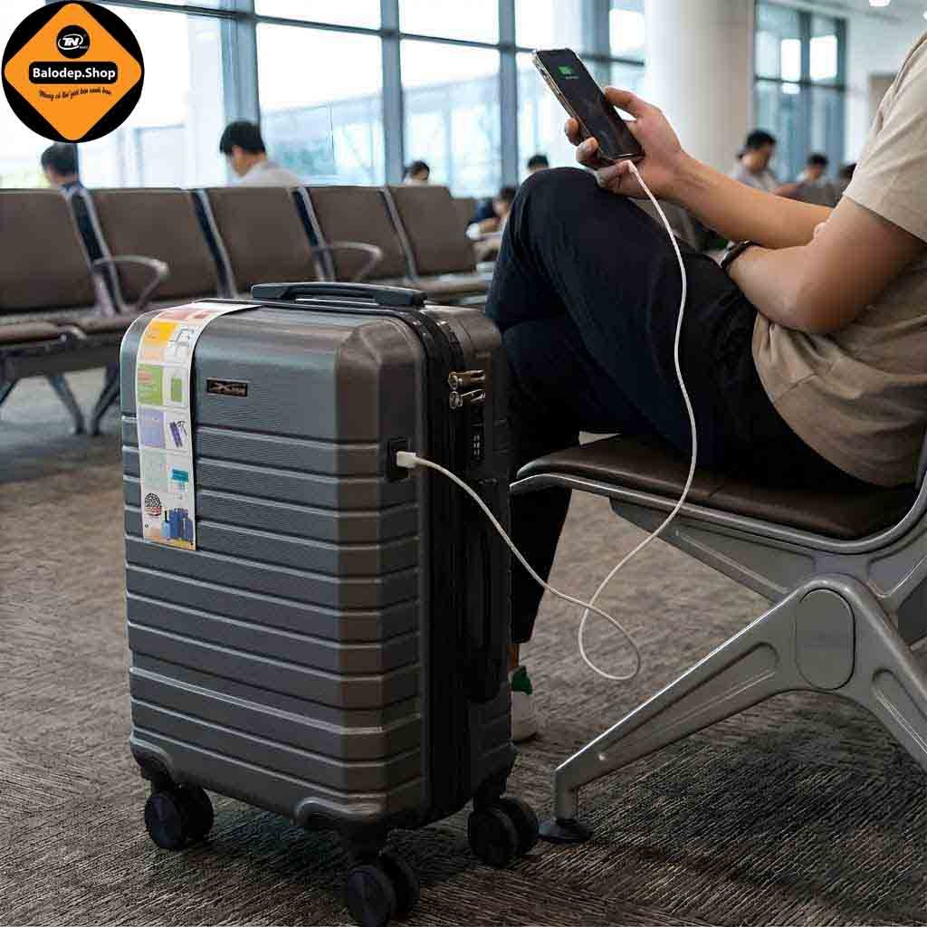 Vali Kéo Du Lịch Cao Cấp Xbags Dark Titan Pro Khóa TSA Mỹ Cổng Sạc USB Size 20 Xách Tay Máy Bay Cực Sang Trọng–Xb 6104!