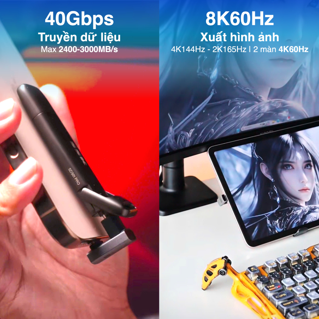 METALINK Đầu chuyển USB4 C to C 90 - 180 độ 240W 40G 8K chip E-maker, tương thích Thunderbolt 4/3