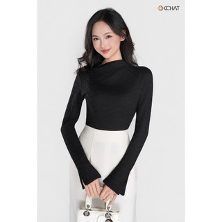 Áo Thun 𝐂𝐂𝐇𝐀𝐓 Dáng Ôm Xixi Xếp Ly Vai Chất Liệu Cao Cấp 25TDC2002OT