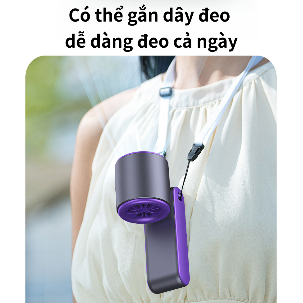 Quạt cầm tay gấp T15, 100 cấp gió, tăng áp tuabin, màn hình LED, sạc USB, pin lớn 5000mAh, gập xoay 170°