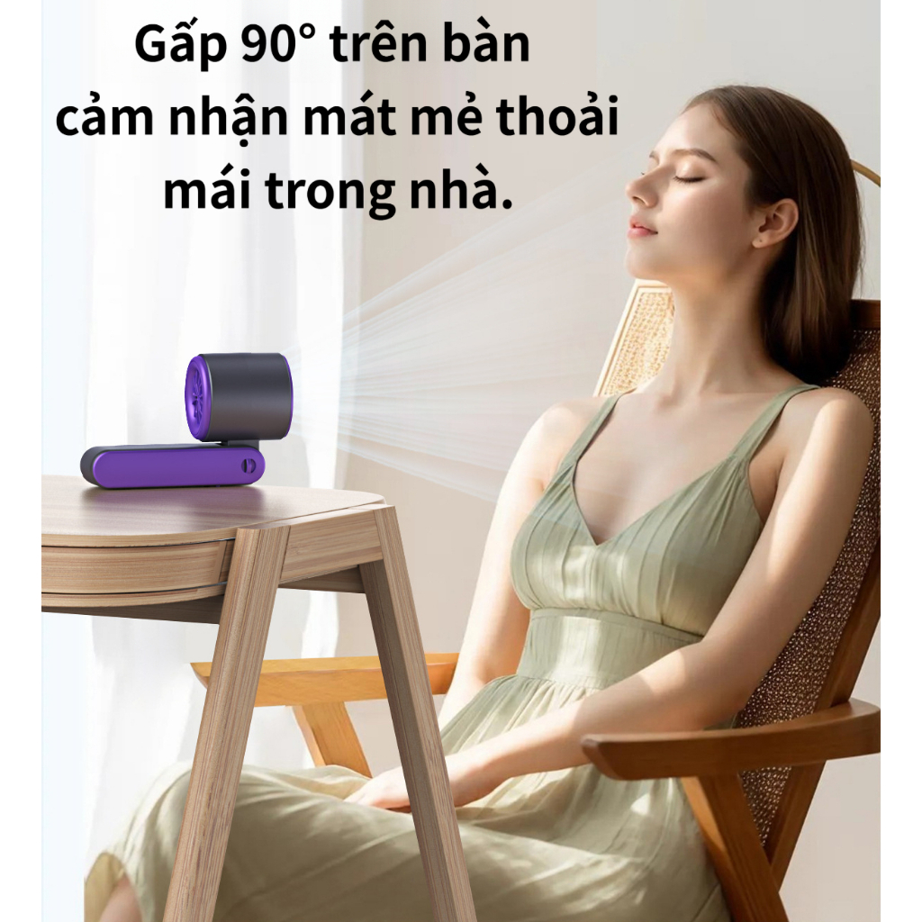 Quạt cầm tay gấp T15, 100 cấp gió, tăng áp tuabin, màn hình LED, sạc USB, pin lớn 5000mAh, gập xoay 170°