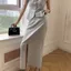 Set/Jumpsuit Nữ Xám Sát Nách Dáng Dài Thanh Lịch – Set Công Sở Cao Cấp Phong Cách Hàn Quốc