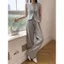 Set/Jumpsuit Nữ Xám Sát Nách Dáng Dài Thanh Lịch – Set Công Sở Cao Cấp Phong Cách Hàn Quốc