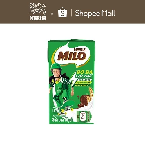 Sữa lúa mạch Nestlé® MILO® thùng 12 x 110ml (12x4x110ml)