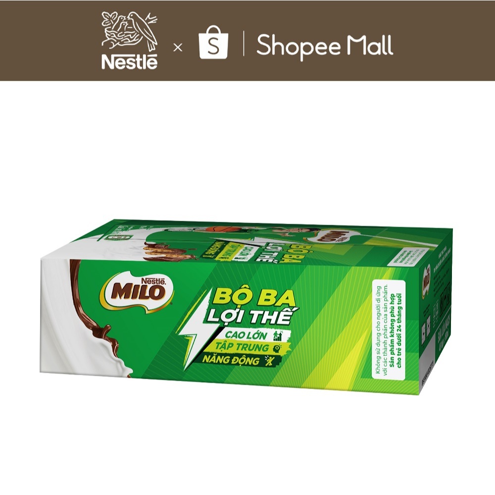 [Live][Phiên bản ống hút 4 chiều] Sữa lúa mạch Nestlé MILO thùng 12 x 180ml (12x4x180ml)
