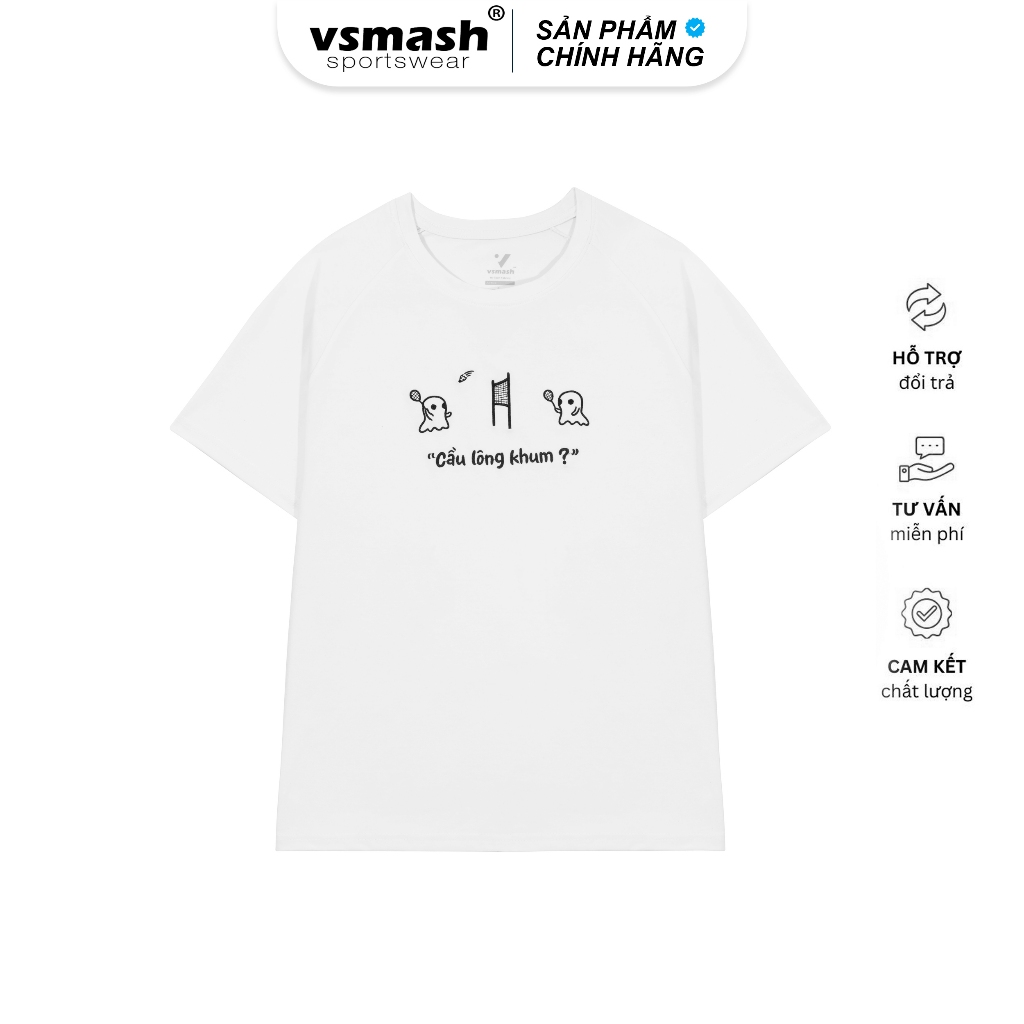 Áo Thun Cầu Lông Nam Nữ Vsmash Sportwear – Thêu "CẦU LÔNG KHUM" – Vải Bông Em Bé Mềm Mịn, Thoáng Mát, Thấm hút tốt