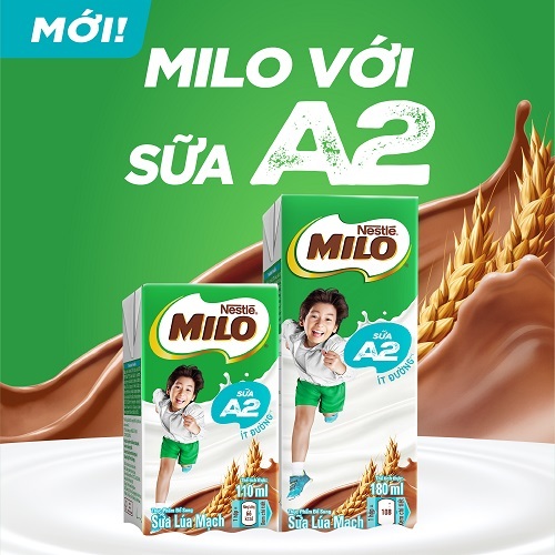 Sữa Lúa Mạch Nestle MILO với sữa A2 MỚI thùng 12 x 110ml (12x4x110ml)