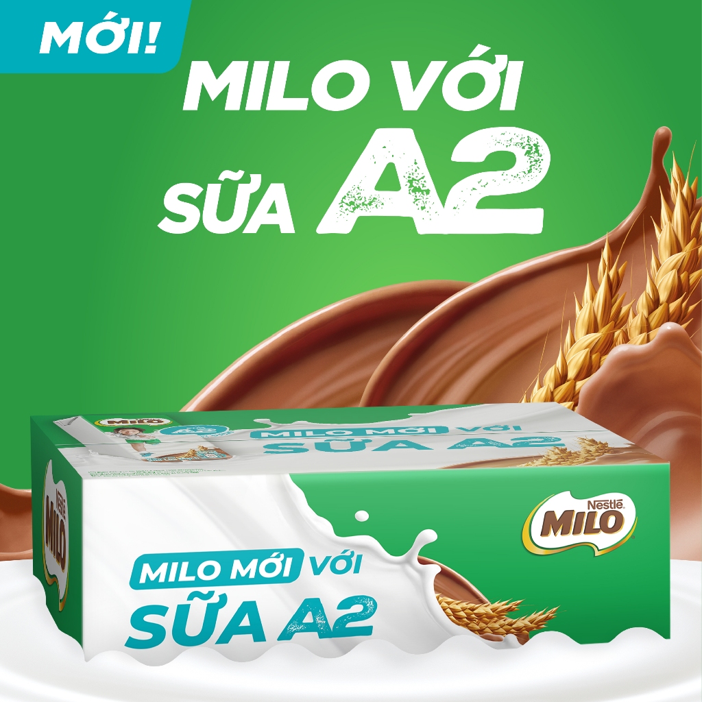 Thùng Sữa lúa mạch Nestle MILO A2 MỚI (48 Hộp x180ml)