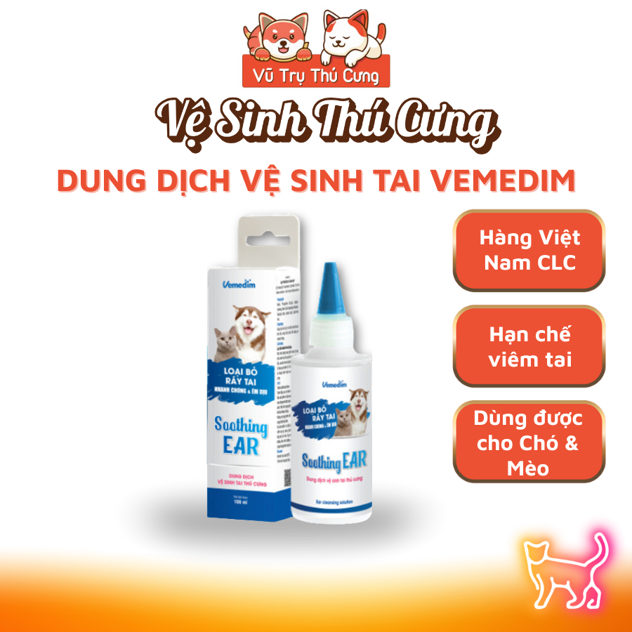 Dung Dịch Vệ Sinh Tai Cho Chó Mèo Vemedim 100ml