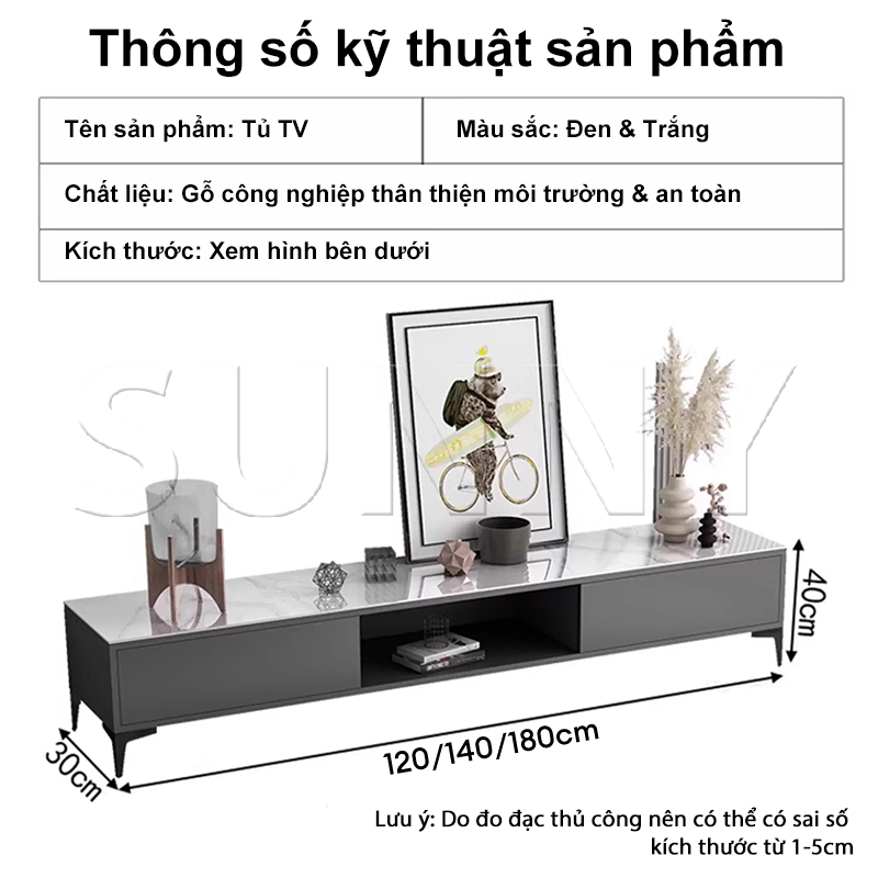 Kệ tivi phòng khách hiện đại Mặt vân đá sang trọng Nhiều ngăn lưu trữ chắc chắn cao cấp 𝙎𝙐𝙉𝙉𝙔 𝘽𝙄𝙀𝙍𝙀