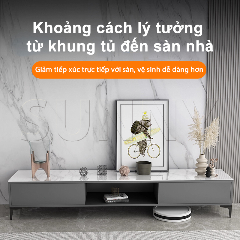Sunny Tủ TV 4 Cánh + Ngăn Kéo 180cm Thiết Kế Siêu Mỏng 30cm Dung Lượng Lớn Cho Phòng Khách Nhỏ Gọn