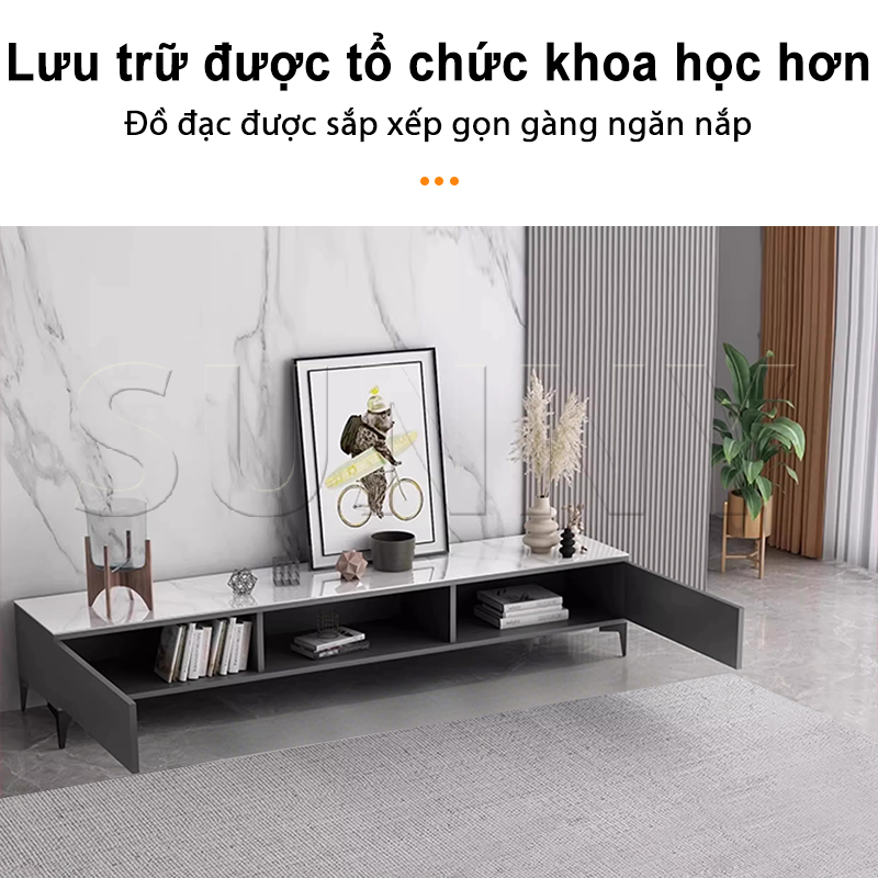 Kệ tivi phòng khách hiện đại Mặt vân đá sang trọng Nhiều ngăn lưu trữ chắc chắn cao cấp 𝙎𝙐𝙉𝙉𝙔 𝘽𝙄𝙀𝙍𝙀