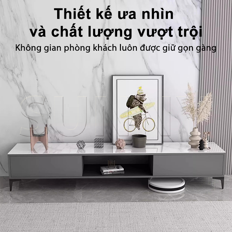 Sunny Tủ TV 4 Cánh + Ngăn Kéo 180cm Thiết Kế Siêu Mỏng 30cm Dung Lượng Lớn Cho Phòng Khách Nhỏ Gọn