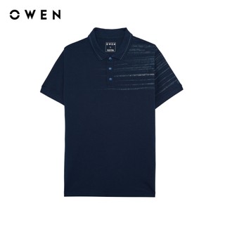 Owen - Áo polo Bodyfit APV257137 màu Xanh tím than chất liệu CVC Spandex