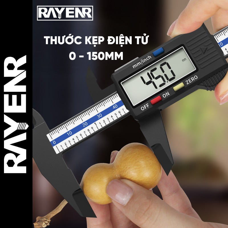 Thước Kẹp Điện Tử RAYENR Phạm Vi Đo 150mm, Thước Cặp Điện Tử Màn Hình LCD Độ Chính Xác Cao TKDT001