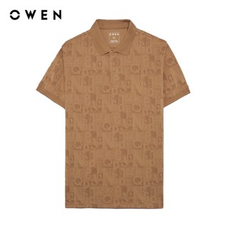 Owen - Áo polo Bodyfit APV257134 màu Nâu nhạt chất liệu CVC Spandex