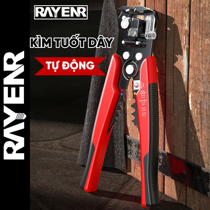 Kìm Tuốt Dây Điện Tự Động RAYENR, Kìm Bấm Cos, Tuốt Dây Cáp Quang Thép Hợp Kim Cao Cấp KTD002