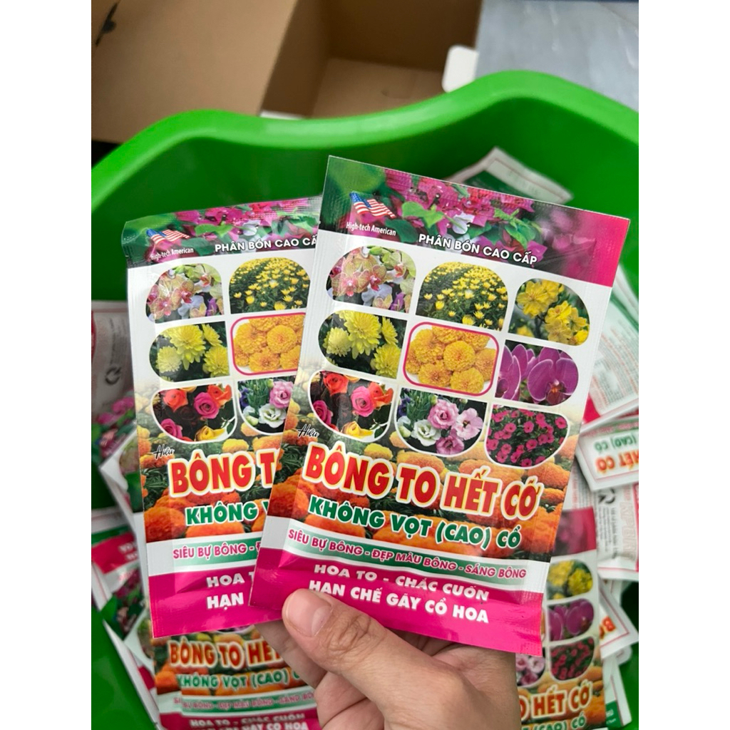 Phân bón BÔNG TO HẾT CỠ, bự bông đẹp màu bông, hạn chế gãy cổ hoa gói 50g
