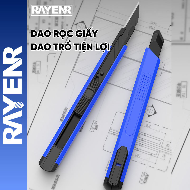 Dao Rọc Giấy Mini Bỏ Túi RAYENR, Dao Trổ Kim Loại Tiện Lợi, Lưỡi Dao Hợp Kim Nhôm 9mm DAO002