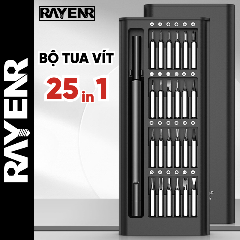 Bộ Tuốc Nơ Vít RAYENR, Bộ Tua Vít 25 Món Đa Năng, Bộ Tô Vít Từ Tính Hợp Kim Thép TV001