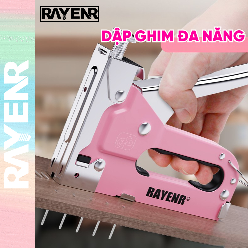 Máy Dập Ghim Lớn RAYENR, Súng Bấm Ghim 4 Trong 1 Cỡ Đại Trợ Lực Để Bàn GHIM001
