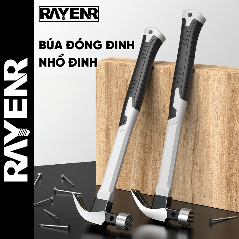 Búa Đóng Nhổ Đinh RAYENR, Búa Móng Vuốt Thép Cacbon Cao Cấp Cứng Cáp Bền Bỉ Tay Cầm Bọc Cao Su TPR BUA003