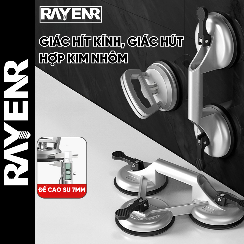 Giác Hít Kính RAYENR, Giác Hút Kính Hợp Kim Nhôm, Hít Kính 1 Chấu, 2 Chấu, Hút Chân Không Lực Hút Mạnh GH001