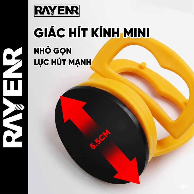 Giác Hít Kính 1 Chấu Cầm Tay RAYENR, Cốc Hút Chân Không Chống Trượt Lực Hút Mạnh GH002