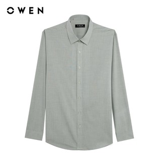 Owen - Áo sơ mi dài tay Slim Fit AS255015D màu Xanh lá nhạt chất liệu Bamboo poly
