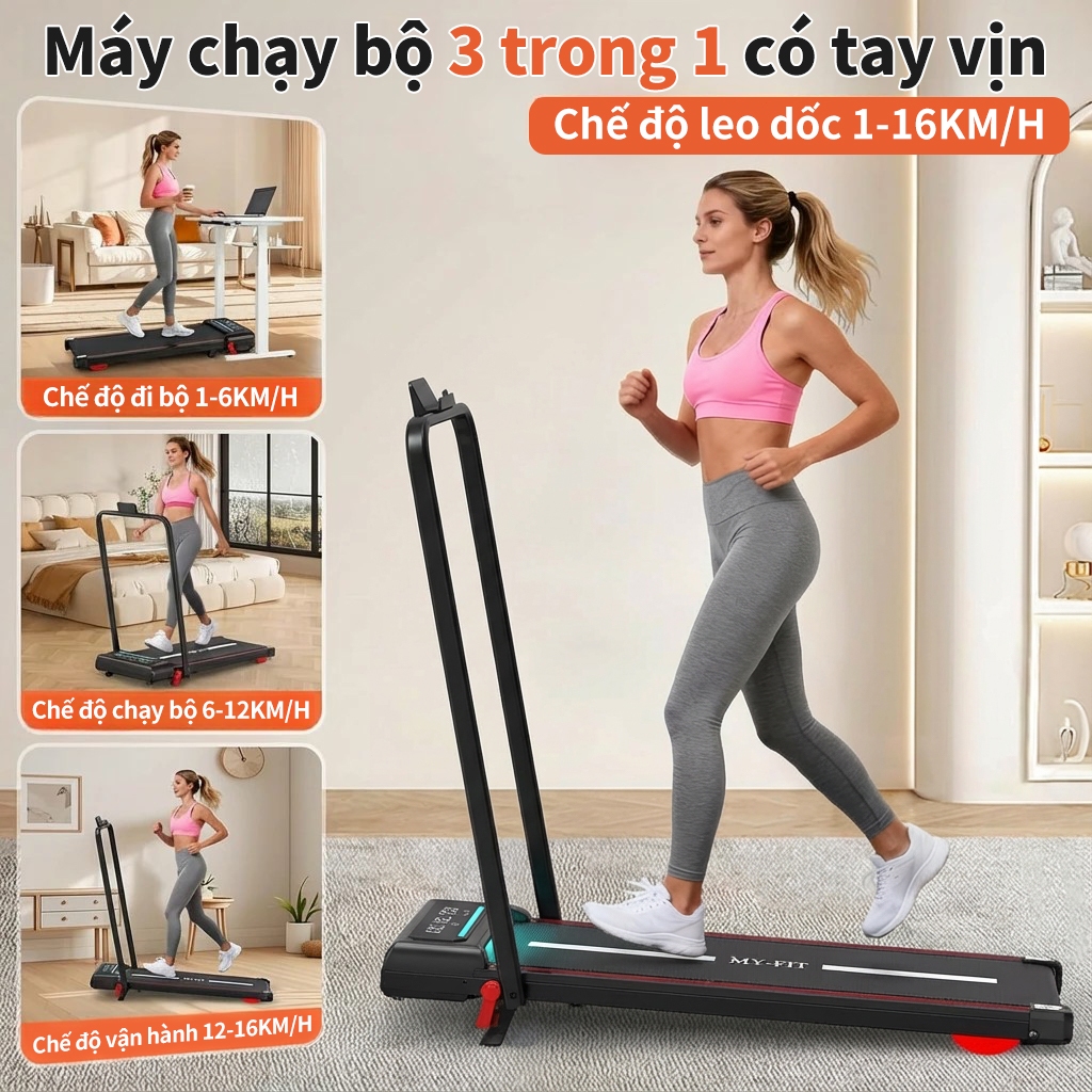 máy chạy bộ MY-HI,Có thể gập lại,Giảm chấn chống ồn,1-16km/h,Có độ dốc,Đi bộ và chạy được,Sử dụng tại nhà