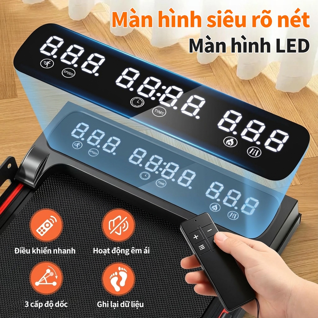 máy chạy bộ MY-HI,Có thể gập lại,Giảm chấn chống ồn,1-16km/h,Có độ dốc,Đi bộ và chạy được,Sử dụng tại nhà