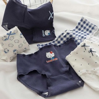 Quần Lót Nữ Cotton Viền Ren In Hình Mèo Kitty Xinh, Quần Lót Mềm Thoáng Đáy 2 Lớp King Shop L-2509