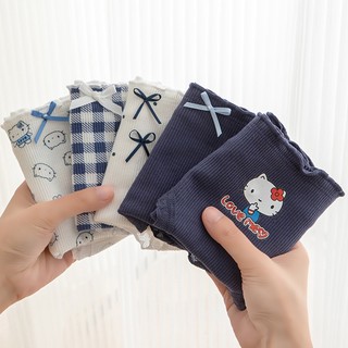 Quần Lót Nữ Cotton Viền Ren In Hình Mèo Kitty Xinh, Quần Lót Mềm Thoáng Đáy 2 Lớp King Shop L-2509