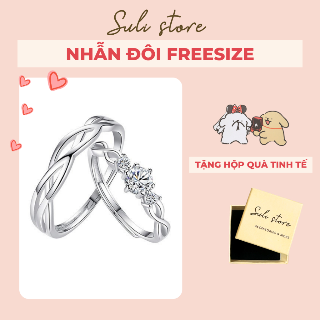(GIÁ MỘT ĐÔI) Nhẫn đôi Queen FREESIZE cặp đôi tình yêu