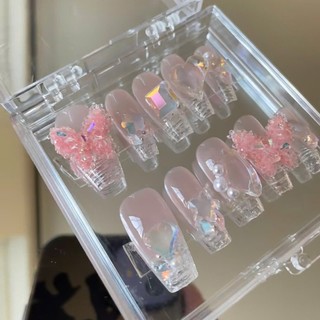 NANTY Nailbox trong suốt đính đá trong , full đá M403