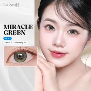Kính áp tròng khoá ẩm 8H 3 Tháng Màu Xanh Lá Viền Xám CARASE, Lens cận MIRACLE GREEN